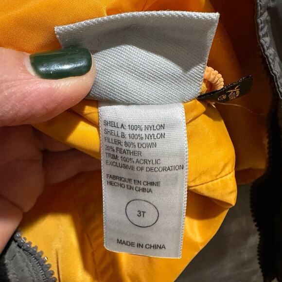 Avirex Tactical Systems Reversible Down Coat Yellow Grey Zip Size 3T - Picture 10 of 11